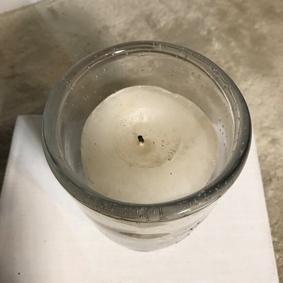 Glass Hurricane Candle Holder With Leaf Decorated Pillar Candle Set - Picture 5 of 10